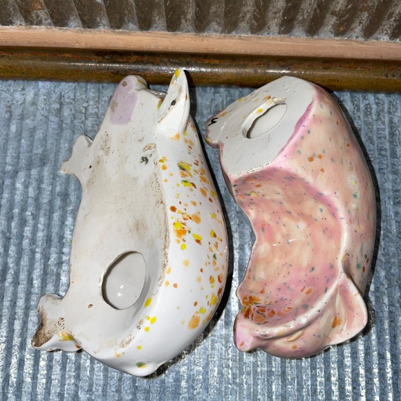 Vintage Nesting Farmhouse Speckled Resting Pigs Ceramic Salt & Pepper Shakers - Picture 6 of 6
